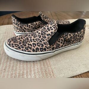Vans leopard print slip ons size 7.5